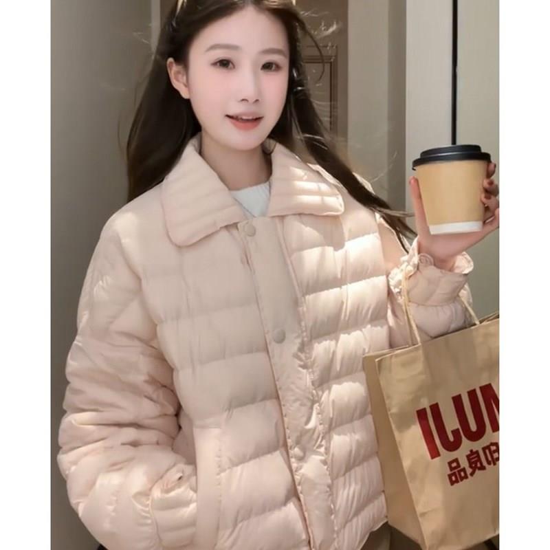粉色轻薄b羽绒棉服冬季新款超好看今年流行爆款保暖短款排骨棉衣