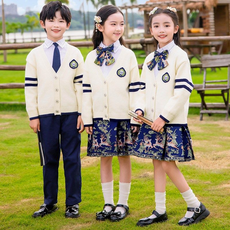 小学生校服套装英伦学院风儿童班服开衫毛衣三件套幼儿园园服春秋