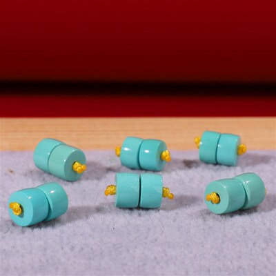 原矿天然湖北绿松石散珠单珠隔片直切隔珠高瓷蓝松石垫片配饰配珠