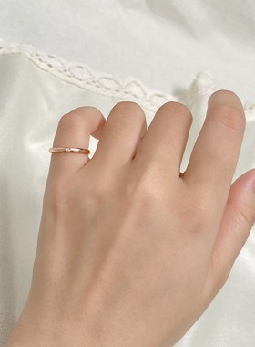 单钻戒指尾戒女素圈小指超小号尺寸小拇指精致戒子关节情侣对戒男