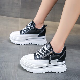 2021年秋冬新款k内增高女鞋百搭8cm小个子厚底松糕小白鞋加绒棉鞋