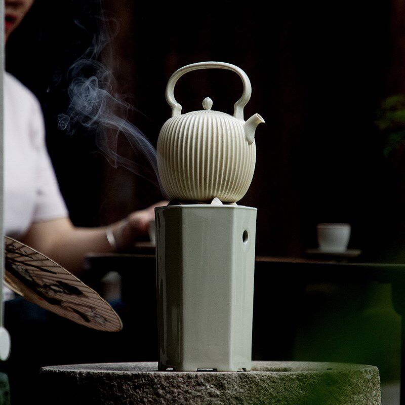 网红围炉煮茶耐高温陶瓷炭炉古法煮茶器茶室风R炉草木灰养生陶壶
