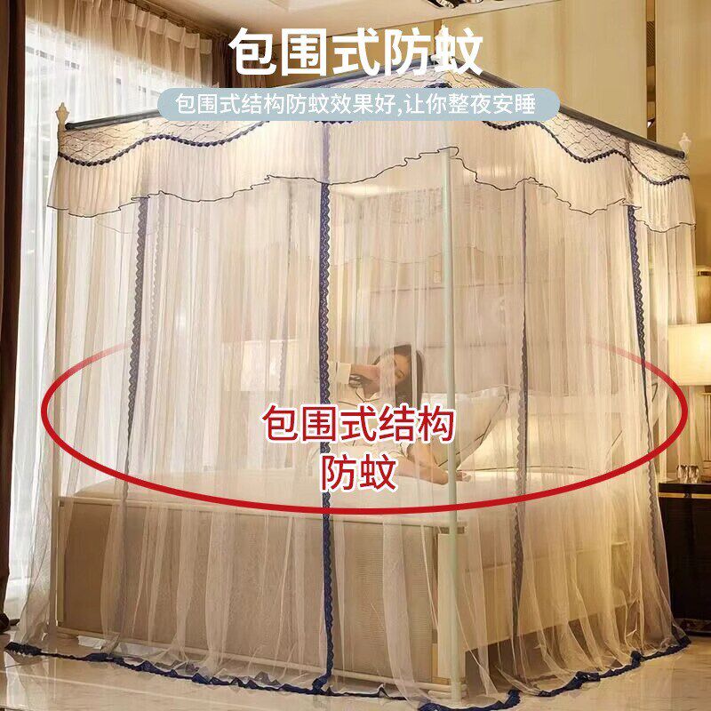 2024年新款宫廷蚊帐家用卧室高级公主风床帘床幔三开门落地式纹帐