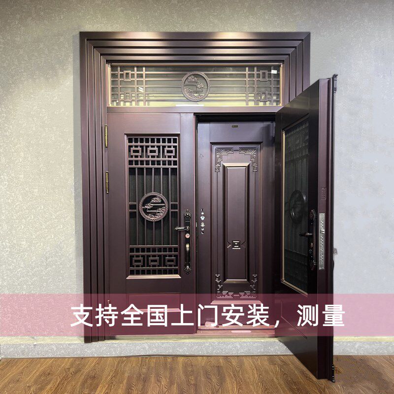 锌合金双层e客厅别墅大门复合门进户防盗玻璃农村自建房家用仿铜
