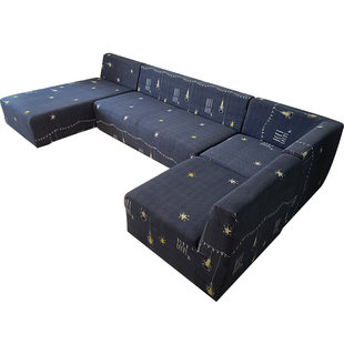 无扶手全包沙发套U型L组合万能弹力沙发套防滑贵妃转角脚踏简约罩