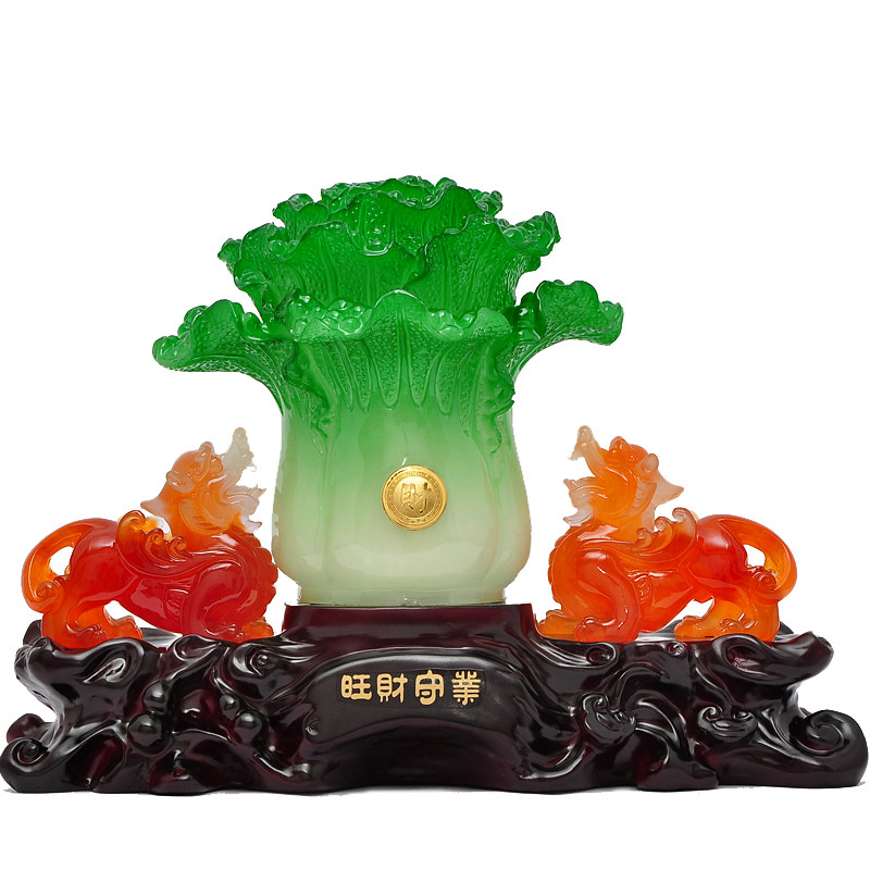 貔貅玉白菜招财摆件开业乔迁新居商务礼品办公室客厅工艺品装饰品