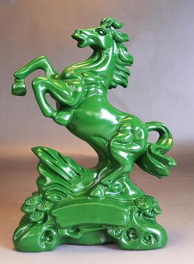 绿色木雕马到成功摆件实木质十二生肖马家居装饰摆设开业工艺礼品