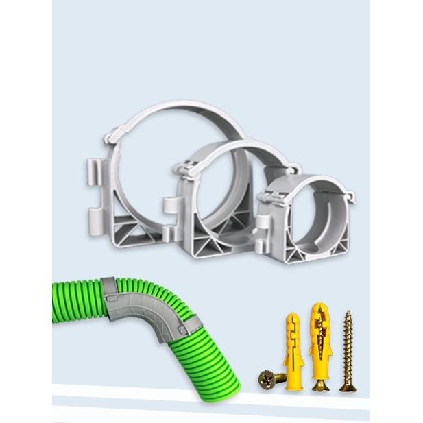 新风系统管道配件大全63/75/110/160接头扣易排卡U型卡pe管固定卡