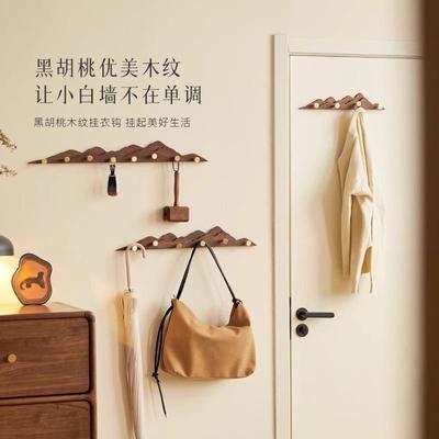 中古风挂衣钩壁挂墙壁入户门玄关墙上挂衣架免打孔实木衣服挂钩
