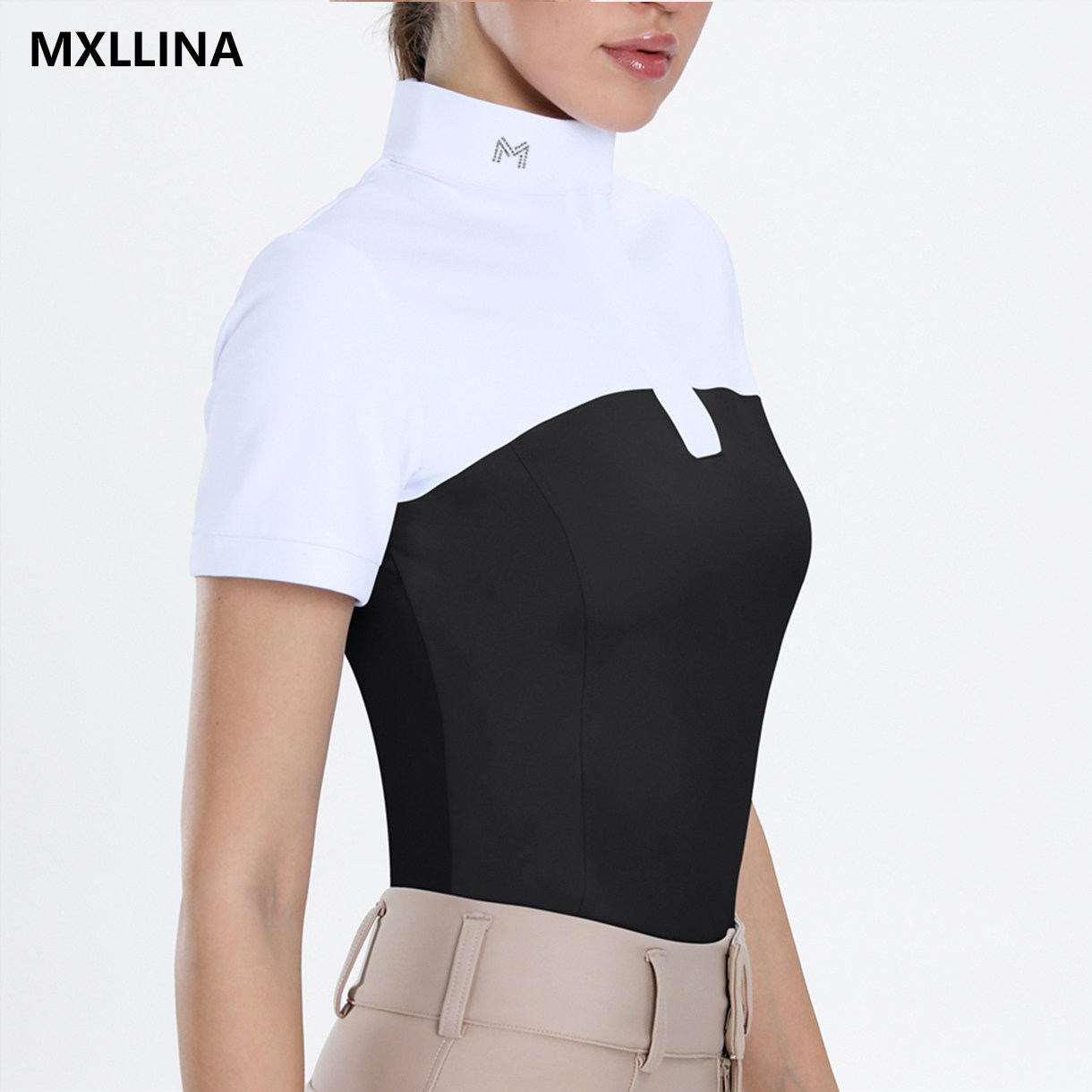 MXLLINA外贸大牌撞色马术上衣