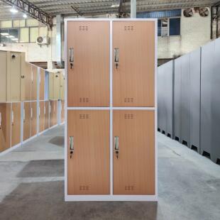 铁皮柜木纹转印衣柜宿舍两门更衣柜员工四门储物柜带锁工厂存放柜
