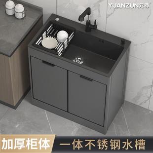 洗碗池双槽 不锈钢水槽橱柜洗菜盆厨房家用单槽阳台水槽一体落地式