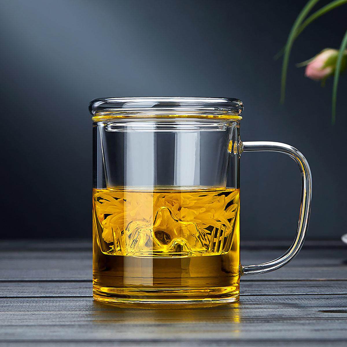 玻璃茶杯茶水分离过滤带盖子把手男女办公室泡花茶道水杯子个人专