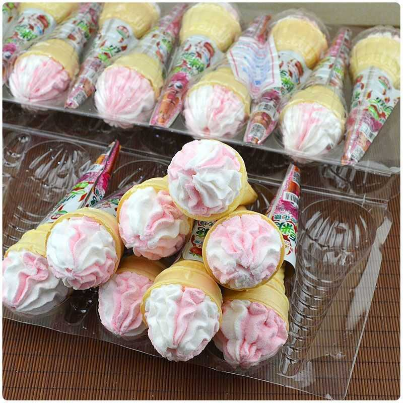 夹心棉花糖充气糖果哄娃冰淇淋雪糕造型糖儿童甜筒幼儿园分享软糖