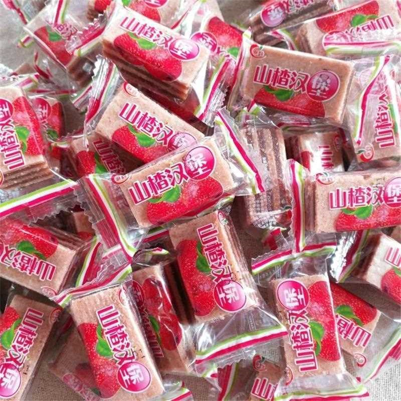 山楂汉堡夹心山楂糕散装小包装新鲜山楂果 山楂片干零食500g