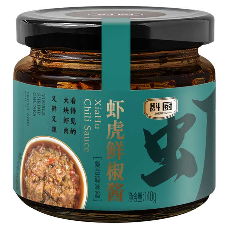 青岛特产斟厨虾虎鲜椒酱开盖即食拌饭香辣虾虎罐头海鲜酱虾虎罐头
