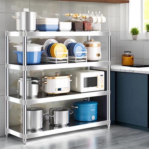 多层加厚304不锈钢货架落地置物架商用仓库家用厨房收纳架可定制