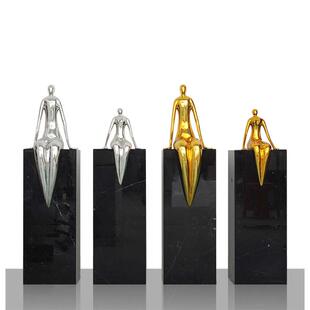 摆落地大堂摆件样板奢雕塑艺术品轻现代台人物抽象房间售楼处装 饰