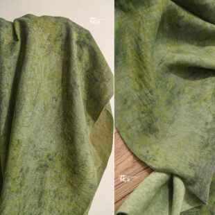 绿野仙踪覆古绿草木染天丝布料艺术图案做旧洋装服装设计师面料