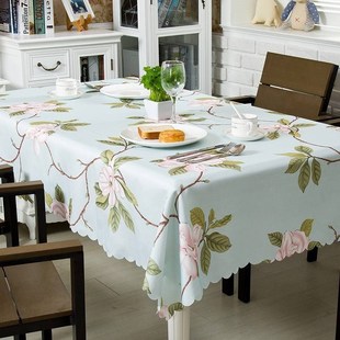 新款田园风枱印喜宴休闲防水桌布椭圆形餐桌椅折叠学习桌棉布餐垫