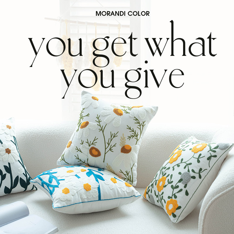 美式绣花小清新抱枕客厅沙发靠垫床头装饰飘窗样板间X靠枕套可拆