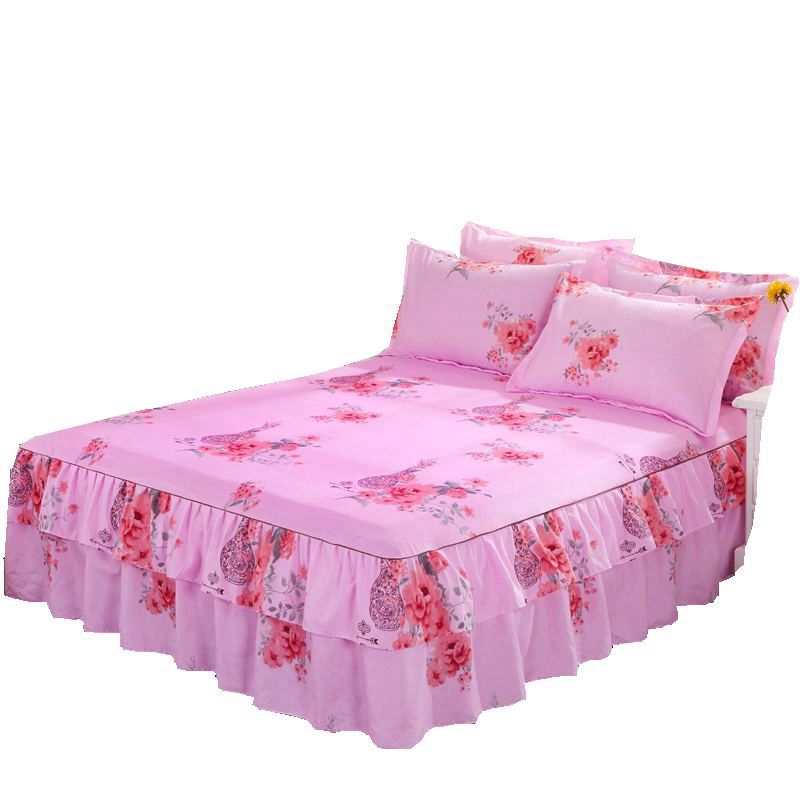 床裙三件套纯棉单件裙式防滑欧式公主风全棉床罩学生宿舍单双人热