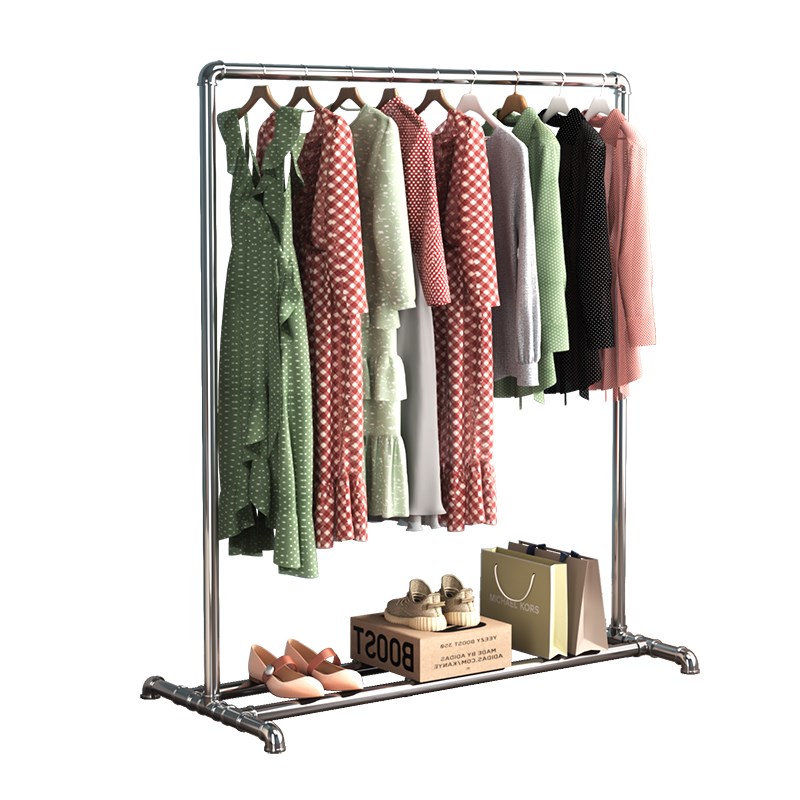 挂衣架落地式卧室家用小型简易不占空间置地单杆可移动挂衣杆