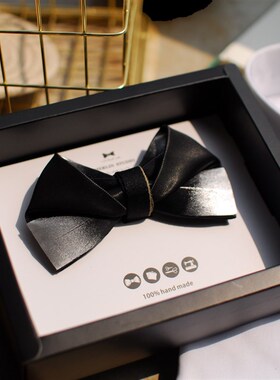 MERLIN黑白星空拼布手工羽毛领结男结M婚煲呔男女英伦婚礼礼物