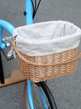 brompton大小布折叠自行车w行d5d7d10藤编车前篮子车筐提手篮买菜