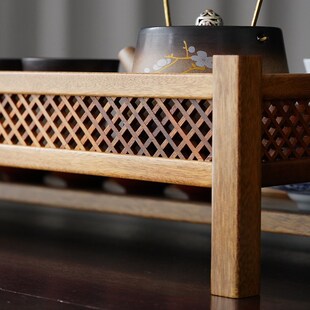 红木工夫茶杯收纳架子双层晾杯架茶具沥水置物架实木杯托茶道配件