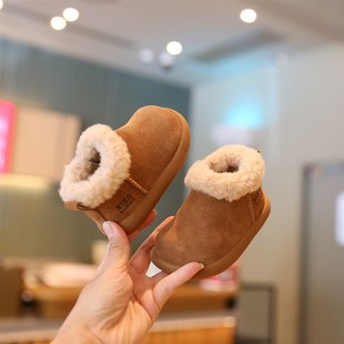 宝宝冬季棉鞋加绒加厚软底女宝学步鞋毛毛鞋婴幼儿鞋子男童雪地靴