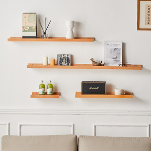 免打孔实木一字隔板墙上置物架壁挂客厅电视墙面搁板卧室墙壁板子