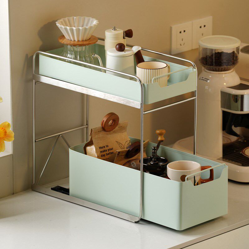 柜子分层架子置物架双层收纳宿舍主机抽拉式柜内空间利用深柜零食