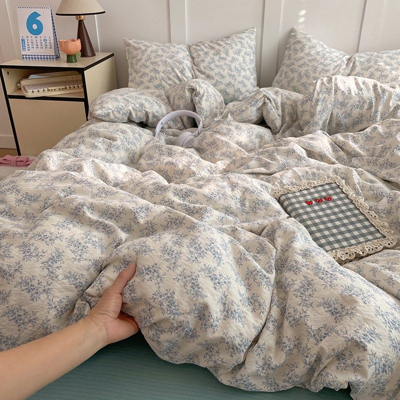 A类双层纱床上用品四件套小碎花2025新款被套床单学生宿舍三件套4,床上用品,床品套件/四件套/多件套,淘宝优惠券,粉丝福利购,淘宝优惠卷