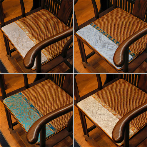 中式红木沙发坐垫实木圈椅茶椅垫夏季凉席坐垫透气藤竹席椅垫夏天