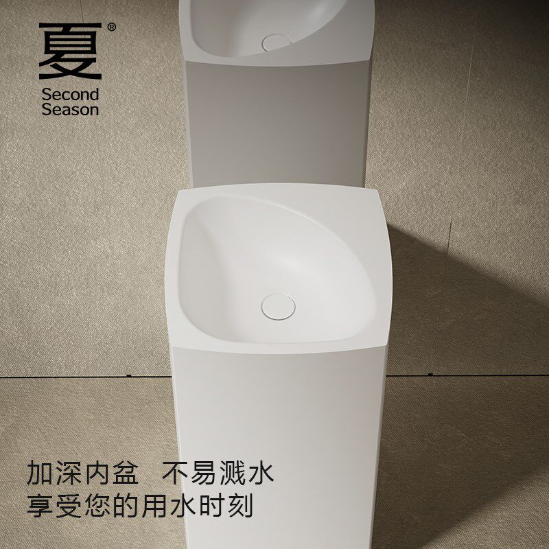 夏人造石柱盆落地式方形欧式简约小户型洗手盆酒店民宿柱形洗脸盆