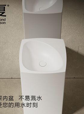 夏人造石柱盆落地式方形欧式简约小户型洗手盆酒店民宿柱形洗脸盆