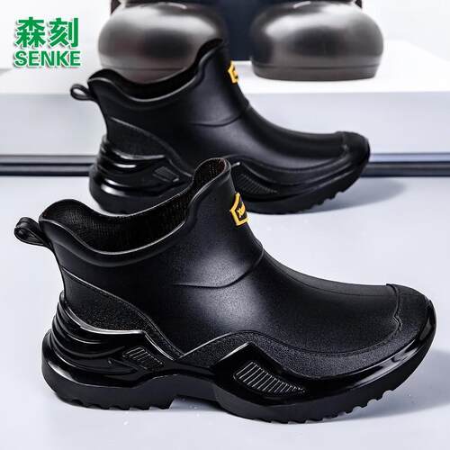 森刻202d6春季新款雨鞋男款时尚外穿水靴防滑防水厨房软底耐磨水