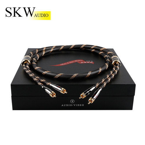 SKW b双莲花头音频线二对二2rca信号线纯铜发烧CD功放音箱连接线