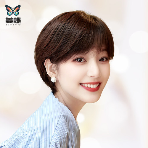 假发女全头套挂耳真发全真人发夏天无痕自然减龄短Y发波波头整顶