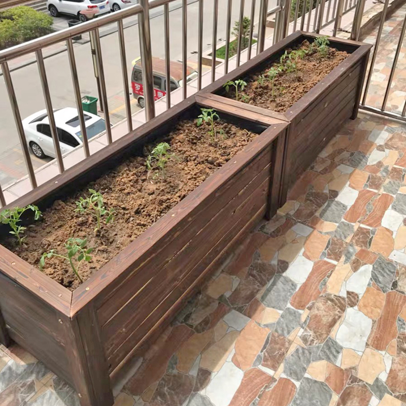 室外种植箱阳台碳化花盆木质花槽实木户外特大号长方形防腐木花箱
