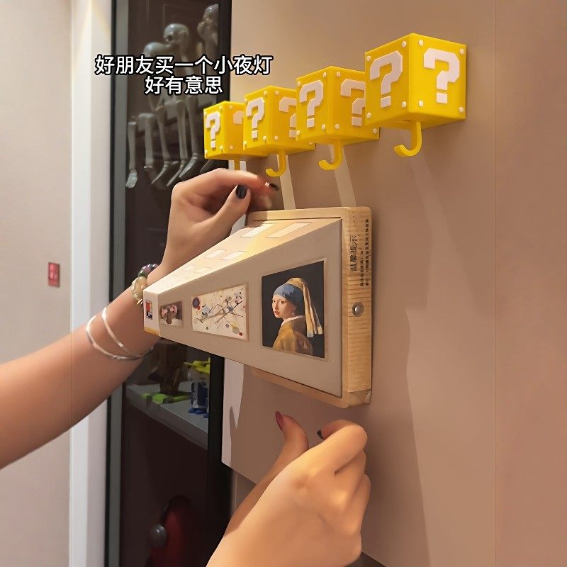 戴珍珠耳环的少女小夜灯客厅艺术装饰品免打孔壁灯床头摆件氛围灯