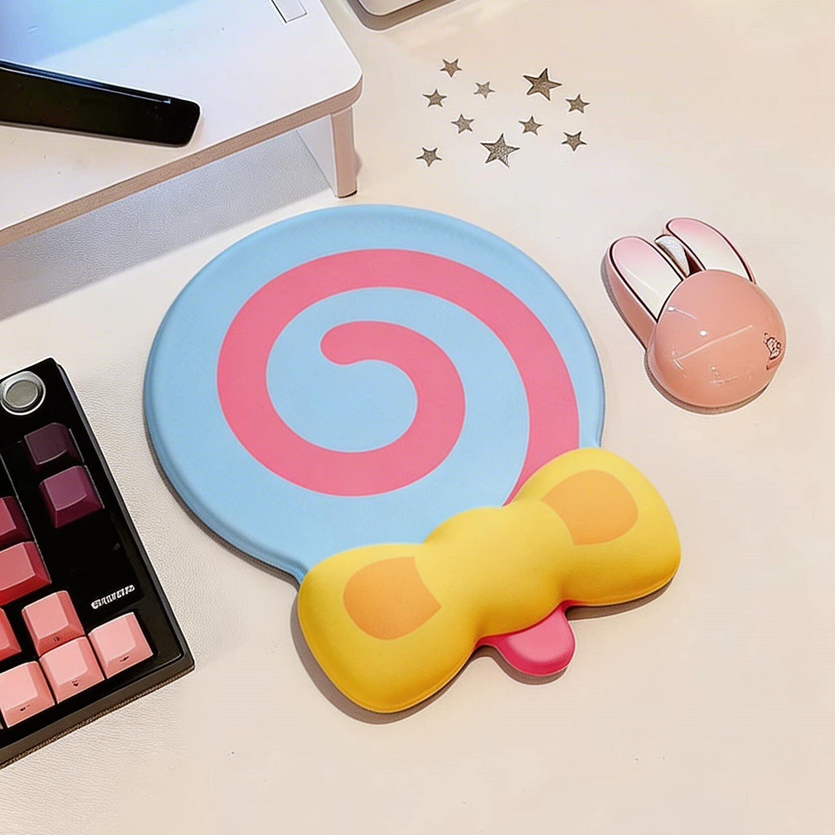 棒棒糖鼠标垫女生高颜值办公室护腕垫可爱防滑电脑桌垫键盘手托
