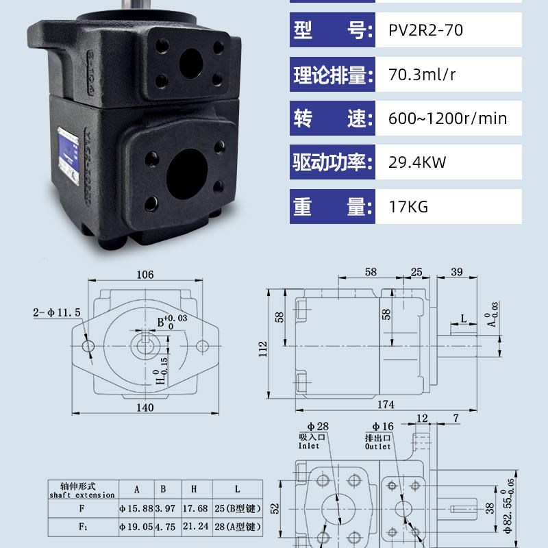 新款仙居YLC永灵PV2R2-26/33/41/47/53/59/65/70/75/80RAF1高包邮