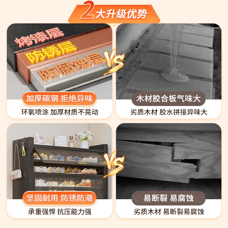 家用门口入户鞋柜收纳柜一体靠墙2025新款室内大容量多层超大鞋柜