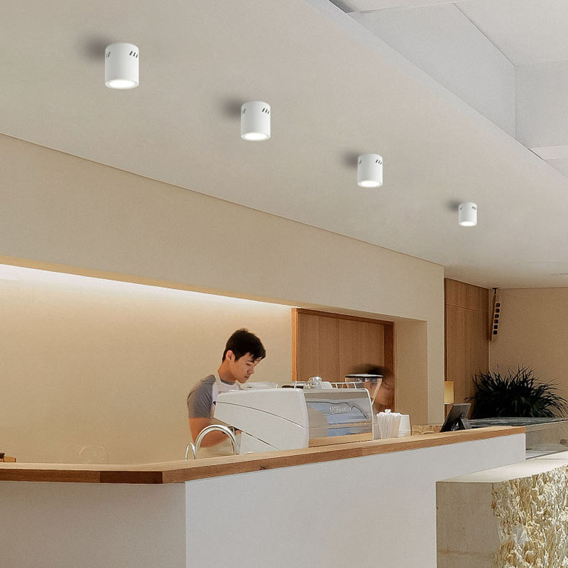 LED明装筒灯免钻孔过道商用超市工程商场大厅店铺办公楼圆形吊灯