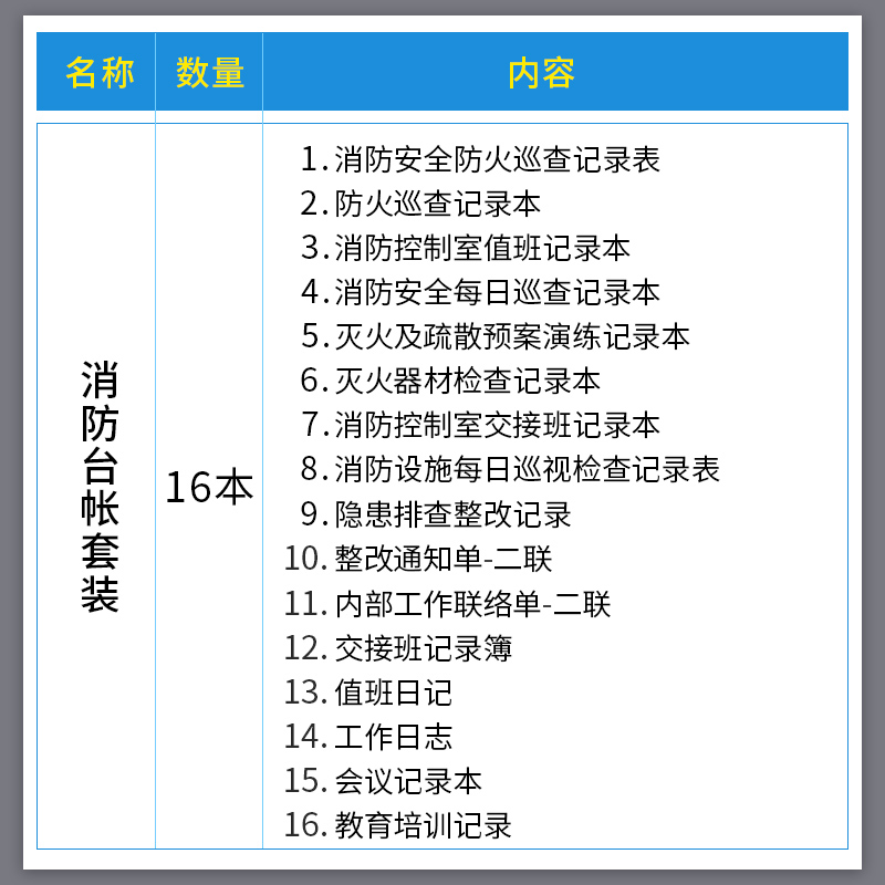 消防安全每日巡查记录表消防值班室控制记录本消防台账防火巡查记