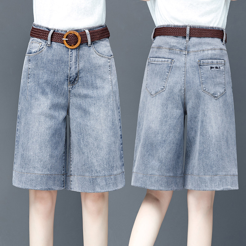 五分裤女2020新款外穿大码短裤宽松薄款显瘦夏秋六分阔腿牛仔中裤
