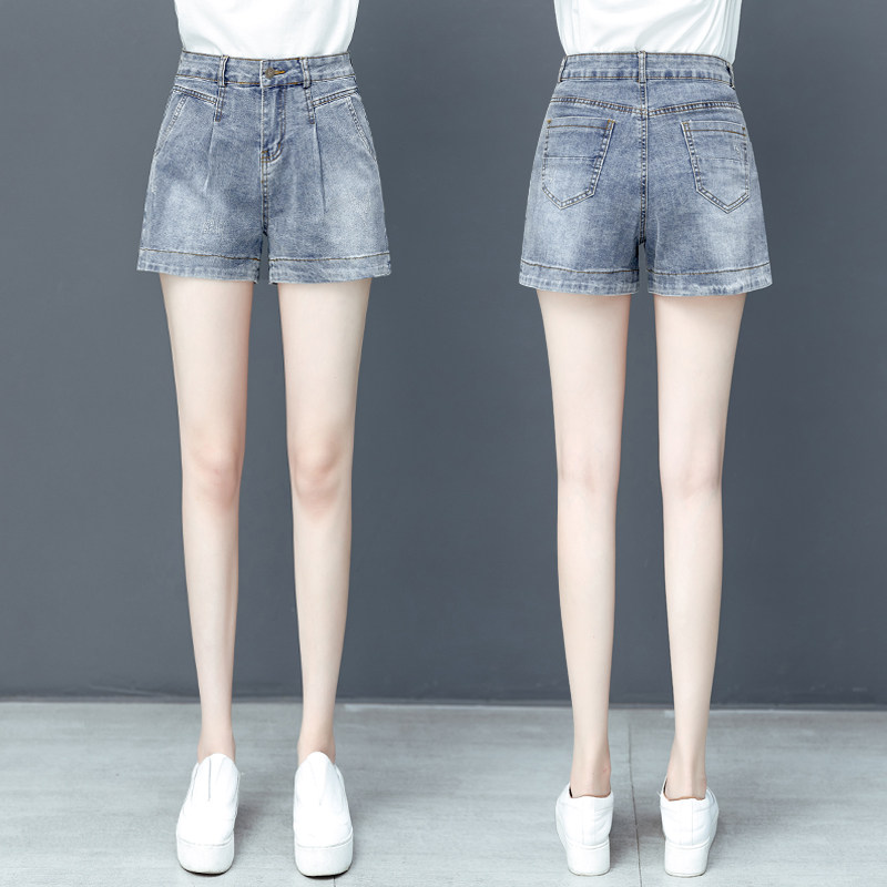高腰牛仔短裤女2020新款夏季大码宽松显瘦外穿三分阔腿短裤热裤潮