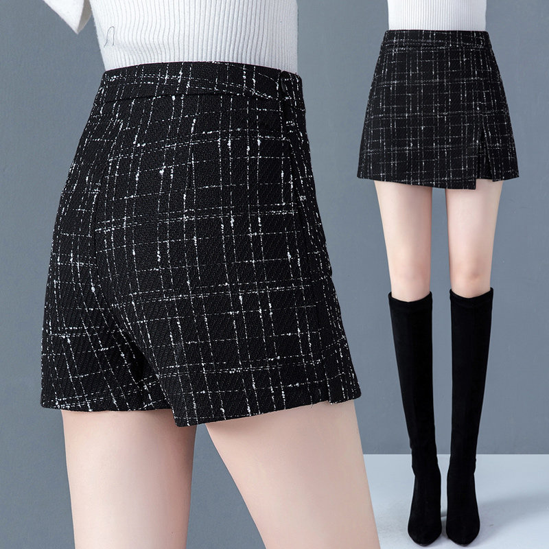 短裤裙女高腰2020春秋新款小香风不规则韩版裙裤短裤女秋款外穿